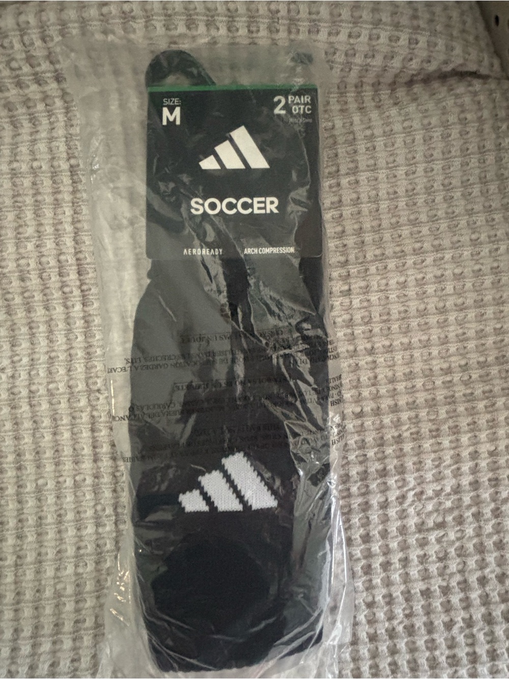 Adidas Soccer Aeroready Socks Black OTC Arch Compression 2 Pack Medium NEW